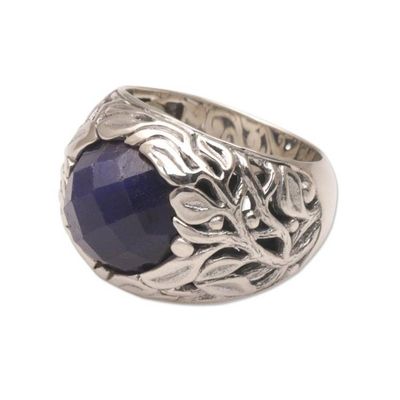 Alternate image for Handmade Balinese Sapphire and Sterling Silver Cocktail Ring Forest of Serenity