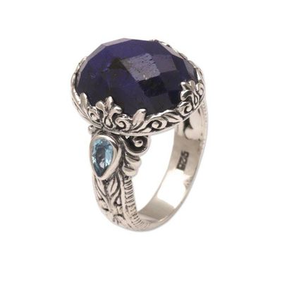 Alternate image for Sapphire and Blue Topaz Sterling Silver Cocktail Ring Garden Horizon