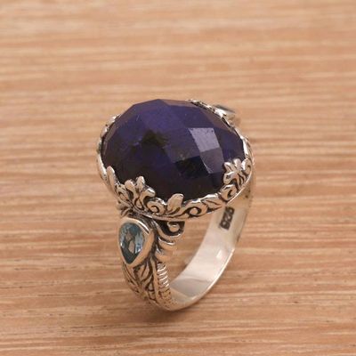 Alternate image for Sapphire and Blue Topaz Sterling Silver Cocktail Ring Garden Horizon