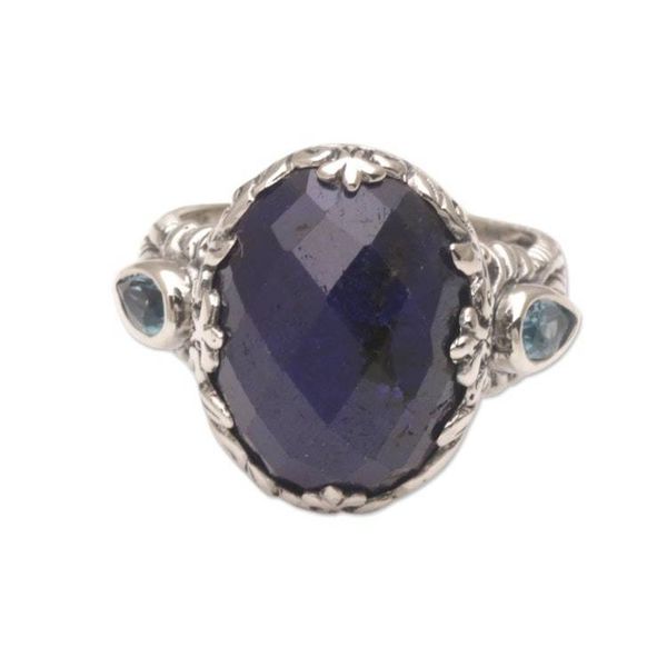 Alternate image for Sapphire and Blue Topaz Sterling Silver Cocktail Ring Garden Horizon