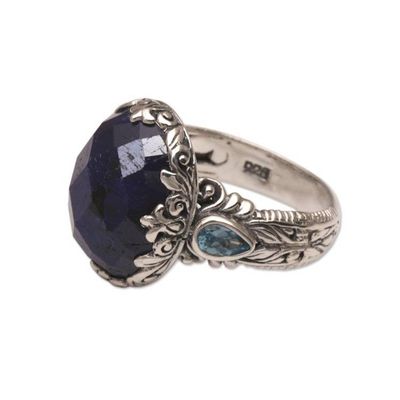 Alternate image for Sapphire and Blue Topaz Sterling Silver Cocktail Ring Garden Horizon