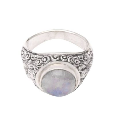 Alternate image for Rainbow Moonstone and Sterling Silver Ring from Bali Sacred Lotus