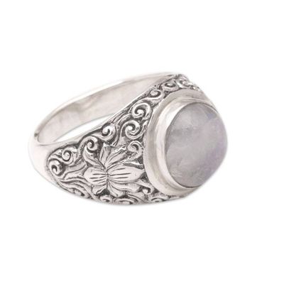 Alternate image for Rainbow Moonstone and Sterling Silver Ring from Bali Sacred Lotus
