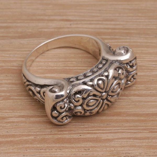Alternate image for Ornate Sterling Silver Ring from Bali Artisan Ancient Scroll
