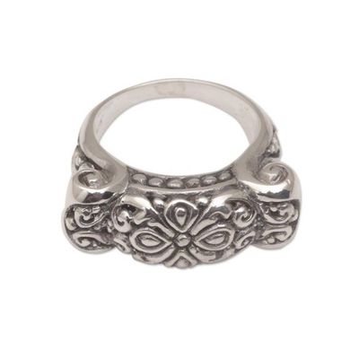 Alternate image for Ornate Sterling Silver Ring from Bali Artisan Ancient Scroll