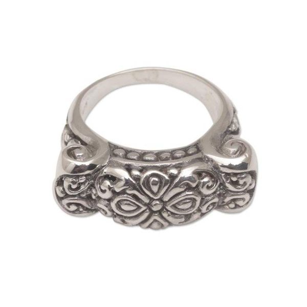 Alternate image for Ornate Sterling Silver Ring from Bali Artisan Ancient Scroll