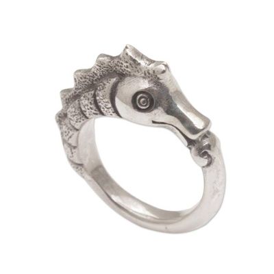 Alternate image for Sterling Silver Seahorse Motif Ring from Bali Kuda Laut