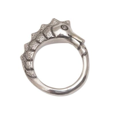 Alternate image for Sterling Silver Seahorse Motif Ring from Bali Kuda Laut