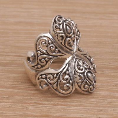 Alternate image for Butterfly Motif Cocktail Ring Crafted from Sterling Silver Butterfly Glory