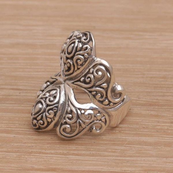 Alternate image for Butterfly Motif Cocktail Ring Crafted from Sterling Silver Butterfly Glory