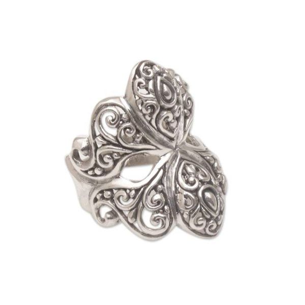 Alternate image for Butterfly Motif Cocktail Ring Crafted from Sterling Silver Butterfly Glory