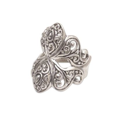 Alternate image for Butterfly Motif Cocktail Ring Crafted from Sterling Silver Butterfly Glory