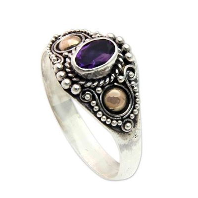 Alternate image for Sterling Silver and Gold Cocktail Ring with Amethyst Mystic Trio