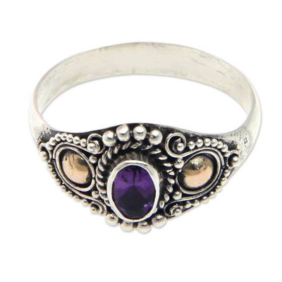 Alternate image for Sterling Silver and Gold Cocktail Ring with Amethyst Mystic Trio