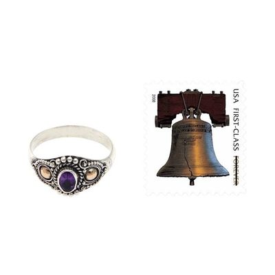 Alternate image for Sterling Silver and Gold Cocktail Ring with Amethyst Mystic Trio