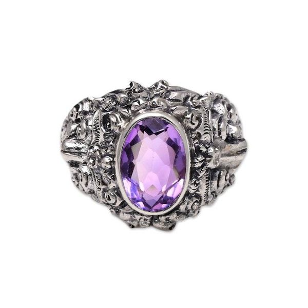 Alternate image for Mens Amethyst and Sterling Silver Ring Beloved Barong