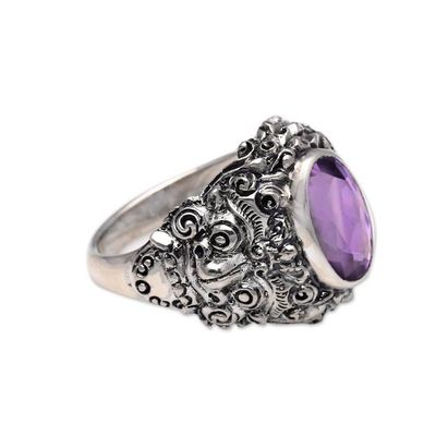 Alternate image for Mens Amethyst and Sterling Silver Ring Beloved Barong