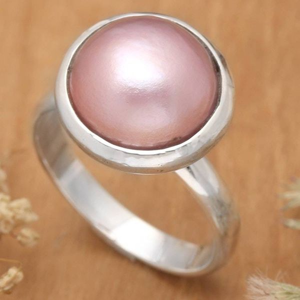 Alternate image for Modern High-Polished Pink Cultured Pearl Cocktail Ring Pink Midnight