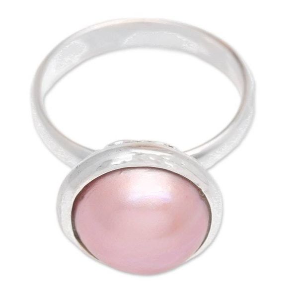 Alternate image for Modern High-Polished Pink Cultured Pearl Cocktail Ring Pink Midnight
