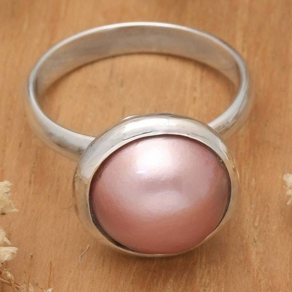 Alternate image for Modern High-Polished Pink Cultured Pearl Cocktail Ring Pink Midnight