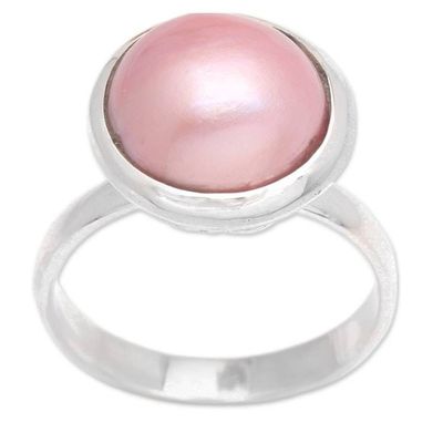 Alternate image for Modern High-Polished Pink Cultured Pearl Cocktail Ring Pink Midnight
