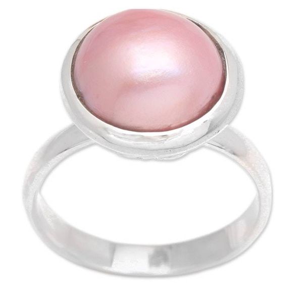 Alternate image for Modern High-Polished Pink Cultured Pearl Cocktail Ring Pink Midnight