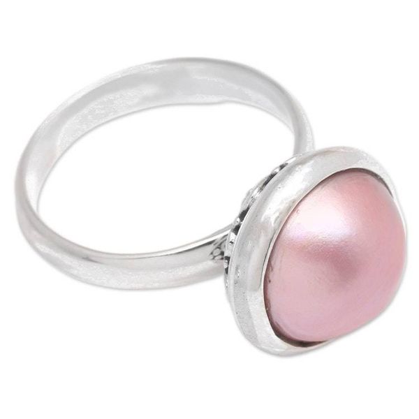 Alternate image for Modern High-Polished Pink Cultured Pearl Cocktail Ring Pink Midnight