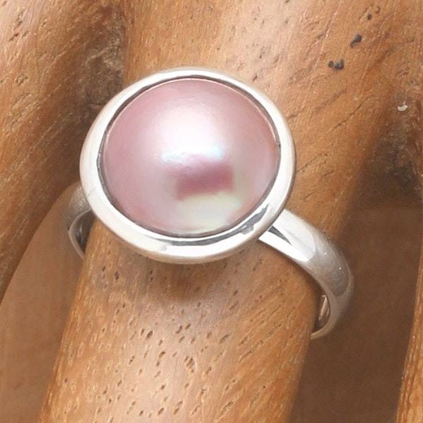 Alternate image for Modern High-Polished Pink Cultured Pearl Cocktail Ring Pink Midnight