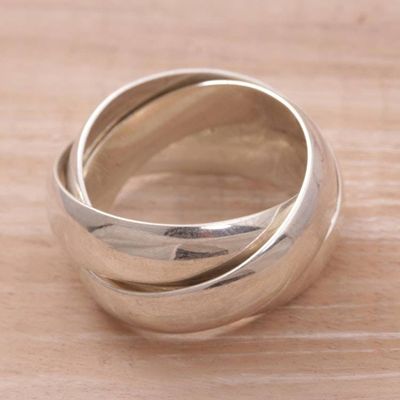 Alternate image for Mens Handmade Sterling Silver Band Ring Family of Three