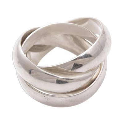Alternate image for Mens Handmade Sterling Silver Band Ring Family of Three