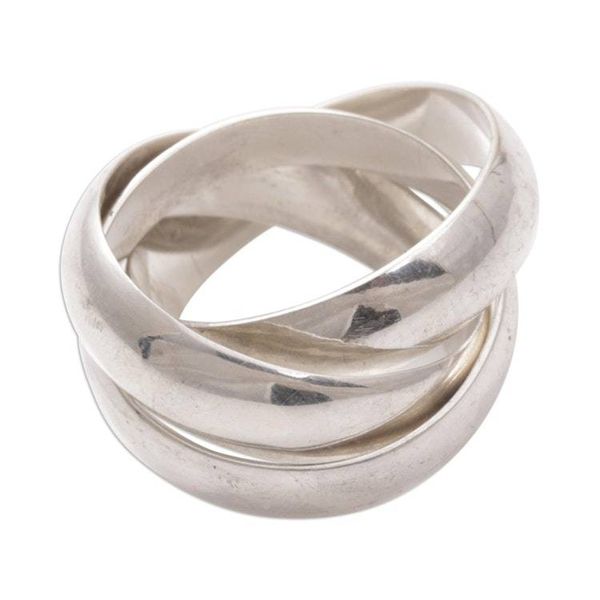 Alternate image for Mens Handmade Sterling Silver Band Ring Family of Three