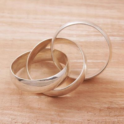 Alternate image for Mens Handmade Sterling Silver Band Ring Family of Three