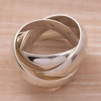 Alternate image for Mens Handmade Sterling Silver Band Ring Family of Three
