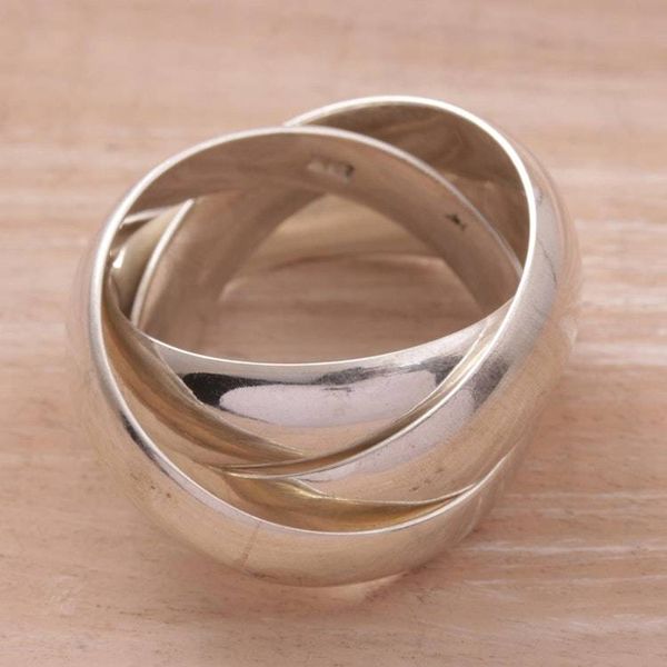 Alternate image for Mens Handmade Sterling Silver Band Ring Family of Three