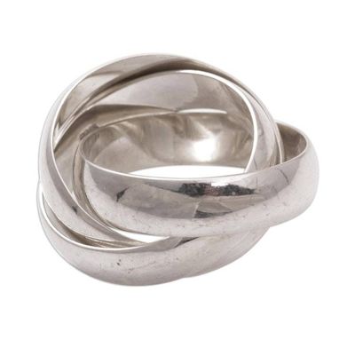 Alternate image for Mens Handmade Sterling Silver Band Ring Family of Three
