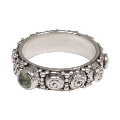 Alternate image for Peridot and Sterling Silver Single Stone Ring from Indonesia Swirls of Joy in Green