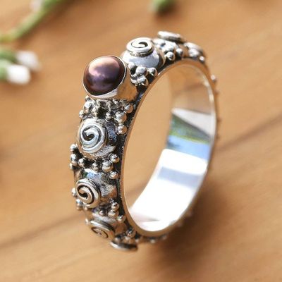 Alternate image for Cultured Pearl Single Stone Ring from Indonesia Swirls of Joy in Brown