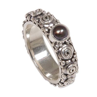 Alternate image for Cultured Pearl Single Stone Ring from Indonesia Swirls of Joy in Brown