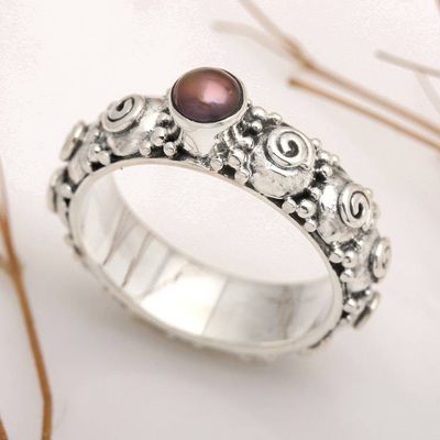 Alternate image for Cultured Pearl Single Stone Ring from Indonesia Swirls of Joy in Brown