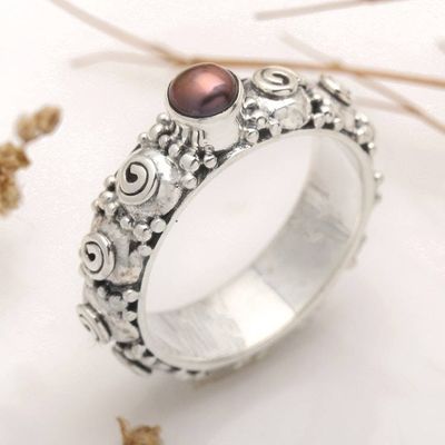 Alternate image for Cultured Pearl Single Stone Ring from Indonesia Swirls of Joy in Brown