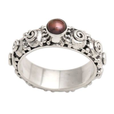 Alternate image for Cultured Pearl Single Stone Ring from Indonesia Swirls of Joy in Brown