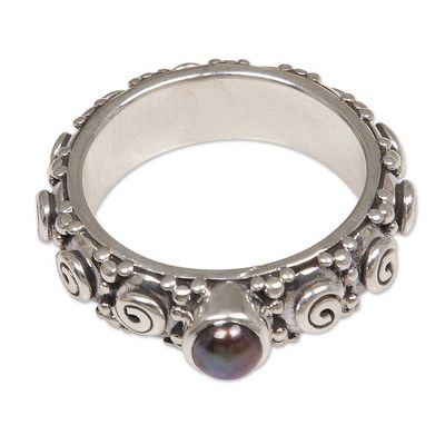 Alternate image for Cultured Pearl Single Stone Ring from Indonesia Swirls of Joy in Brown