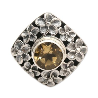 Alternate image for Hand Made Balinese Sterling Silver and Citrine Cocktail Ring Jepun Shrine
