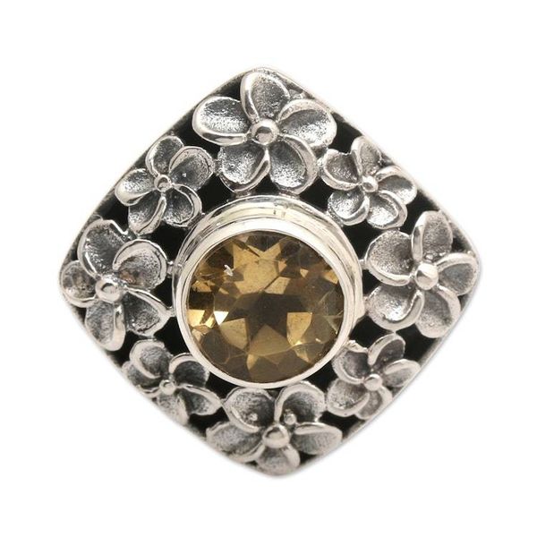 Alternate image for Hand Made Balinese Sterling Silver and Citrine Cocktail Ring Jepun Shrine