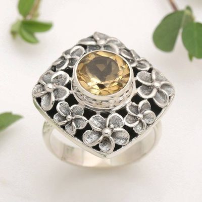 Alternate image for Hand Made Balinese Sterling Silver and Citrine Cocktail Ring Jepun Shrine