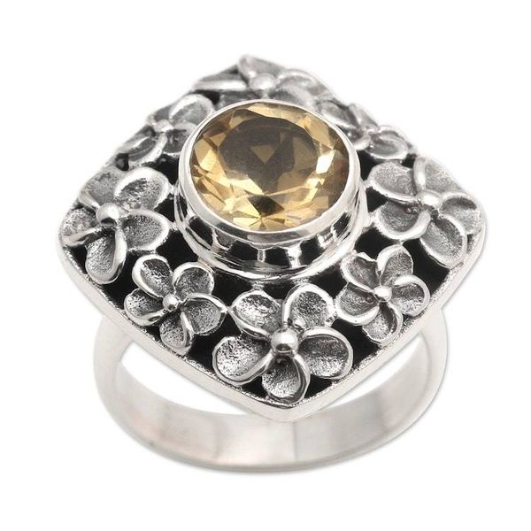 Alternate image for Hand Made Balinese Sterling Silver and Citrine Cocktail Ring Jepun Shrine