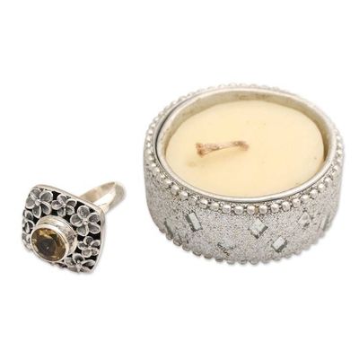 Alternate image for Hand Made Balinese Sterling Silver and Citrine Cocktail Ring Jepun Shrine