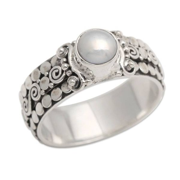 Alternate image for Cultured Pearl Single-Stone Ring from Indonesia Swirling Serenity