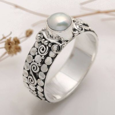 Alternate image for Cultured Pearl Single-Stone Ring from Indonesia Swirling Serenity