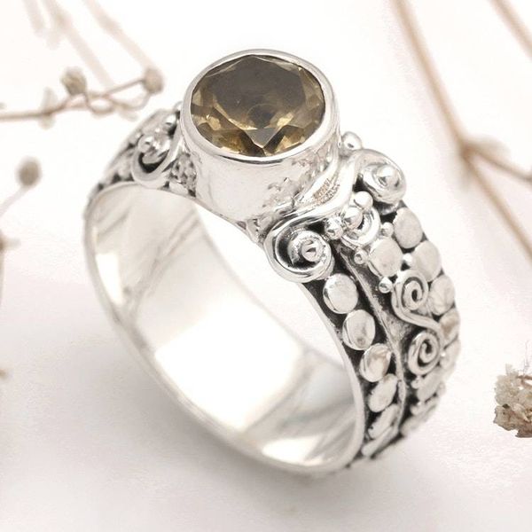 Alternate image for Citrine and Sterling Silver Single-Stone Ring from Indonesia Swirling Serenity